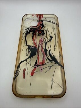 iPhone 13 Phone Clear TPU Case Blood Sacrifice Anime Girl Graphics